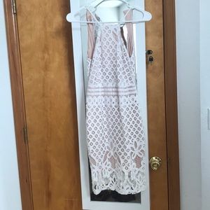 White Lace Dress With Nude Underlay